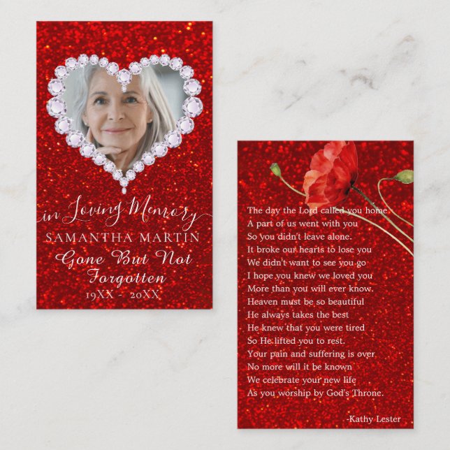 Goldherz-Gedenkstätte Gebet Foto-Karte Visitenkarte (Vorne/Hinten)