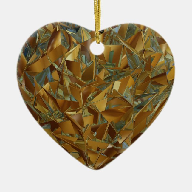 Goldherz Keramik Ornament (Vorne)