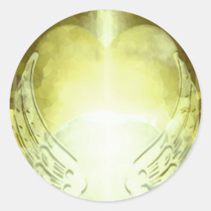 Goldherz mit Angel Wings Template Runder Aufkleber