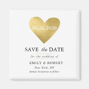 Goldherz Save the Date Hochzeitsmagnet Magnet