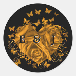 Goldherz-Wirbel Runder Aufkleber