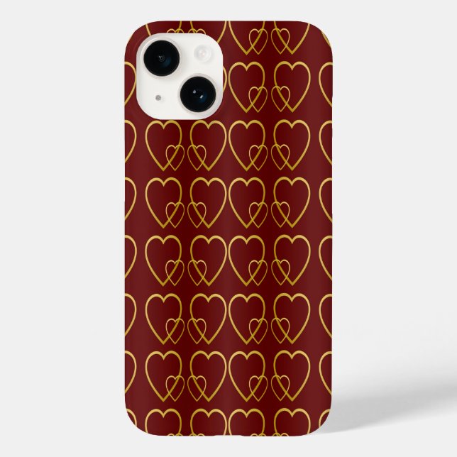 Goldherzen auf Maronen Case-Mate iPhone Hülle (Rückseite)
