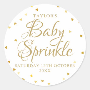 Goldherzen-Babysprinkle Runder Aufkleber