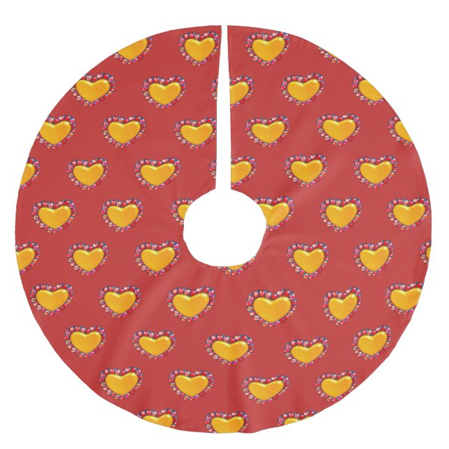 Goldherzen Thunder_Cove Polyester Weihnachtsbaumdecke (Vorderseite)