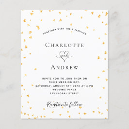 Goldherzen Weißes Budget Hochzeitseinladung Flyer