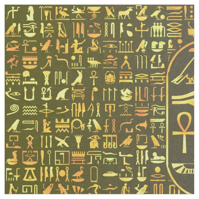Goldhieroglyphen Stoff (Nahaufnahme)