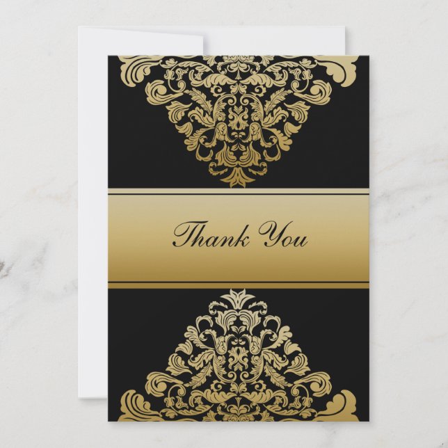 Goldhochzeit in schwarzem Gold DankeYou Cards Einladung (Vorderseite)