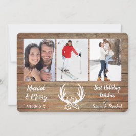 Goldholzanteller Verheiratet drei Fotopatabletten Feiertagskarte