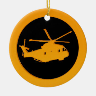 Goldhubschrauber Keramik Ornament