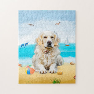 Goldhund am Strand Puzzle