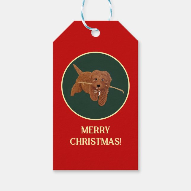 Goldie Doodle Red Geschenkanhänger (Vorderseite)