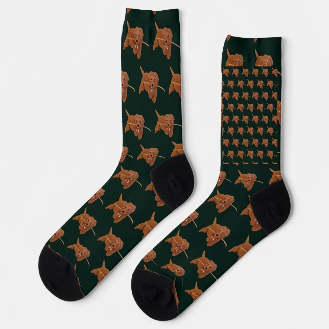 Goldie Golden Doodle Dark Green Socken (Linkes Detail)