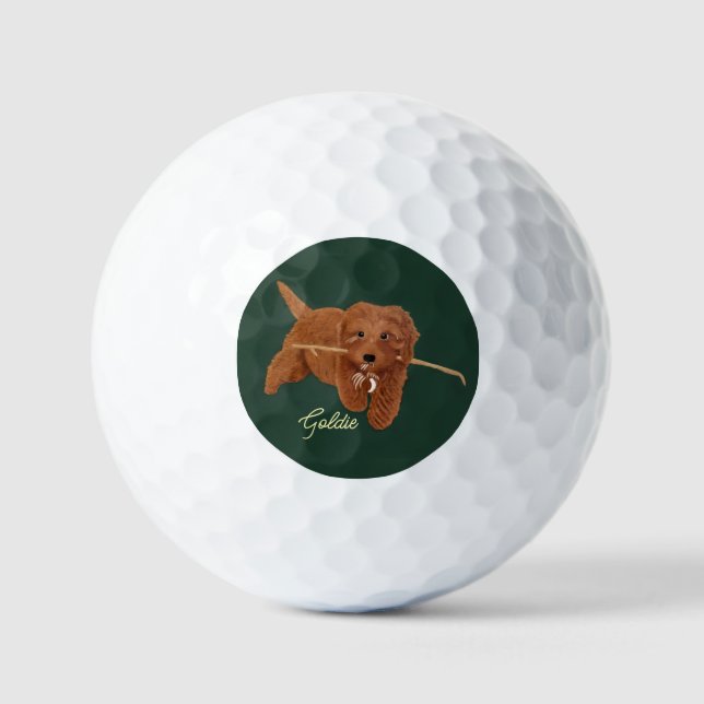 Goldie Golden Doodle Golfball (Vorderseite)