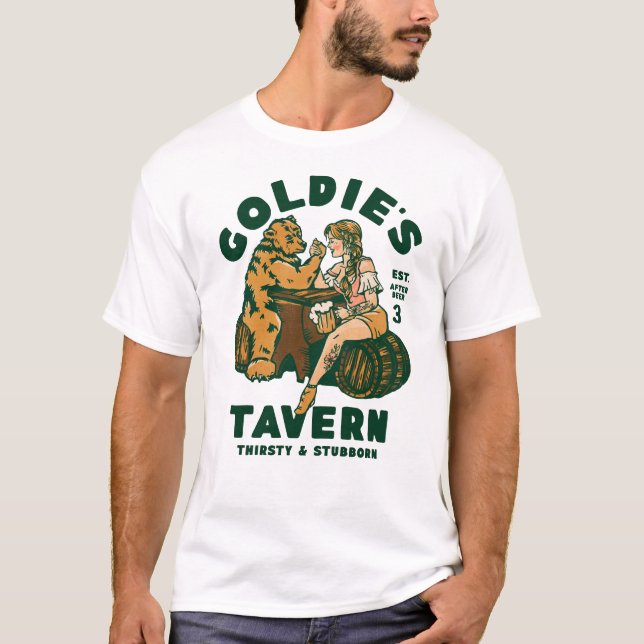 Goldie's Tavern Woman Arm Wrestling Bärengeschenk T-Shirt (Vorderseite)