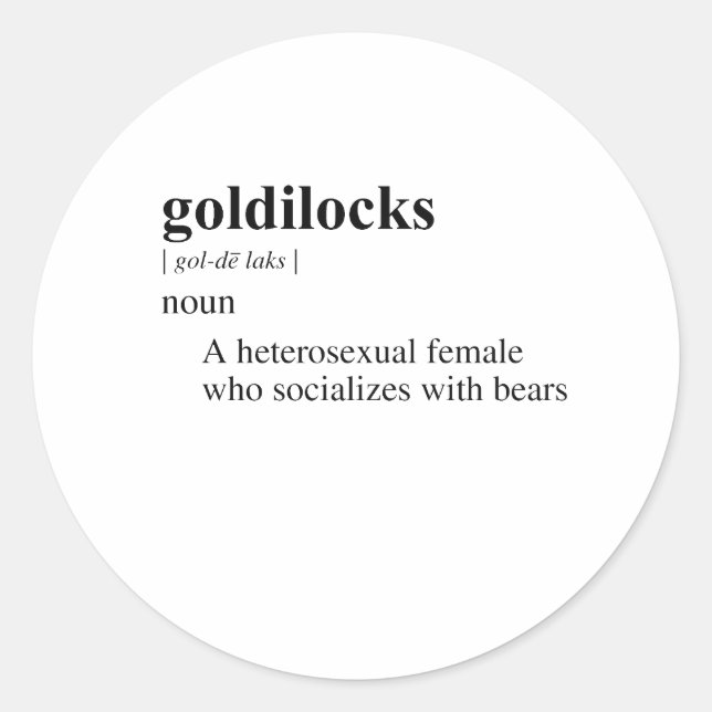 GOLDILOCKS RUNDER AUFKLEBER (Vorderseite)