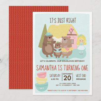 Goldilocks und die drei Bären zum Geburtstag Einladung
