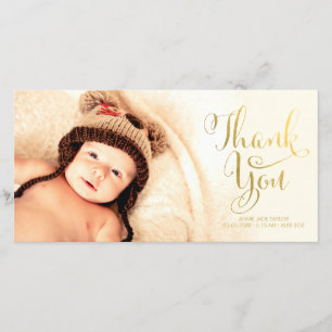 GoldImitat-Folien-Baby danken Ihnen, Foto-Karten Dankeskarte