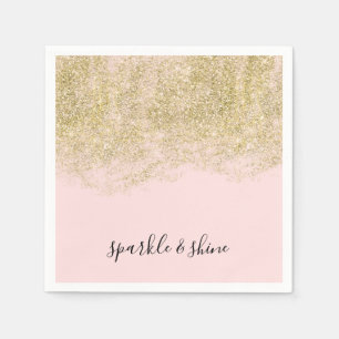 GoldImitat-Glitzer erröten rosa Schein Serviette