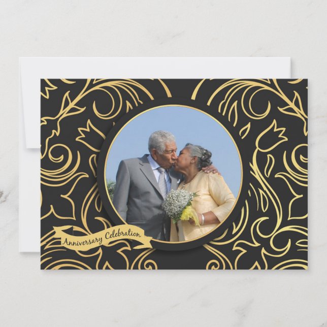 Goldimpression Foto Jubiläum Einladung (Vorderseite)
