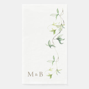 Goldinitials Foliage White Elegante Hochzeit Serviette