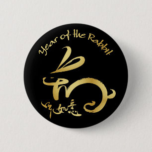 Goldjahr des Kaninchen-Chinesischen Neujahrsfests Button