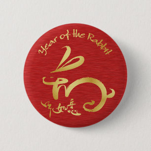 Goldjahr des Kaninchen-Chinesischen Neujahrsfests Button