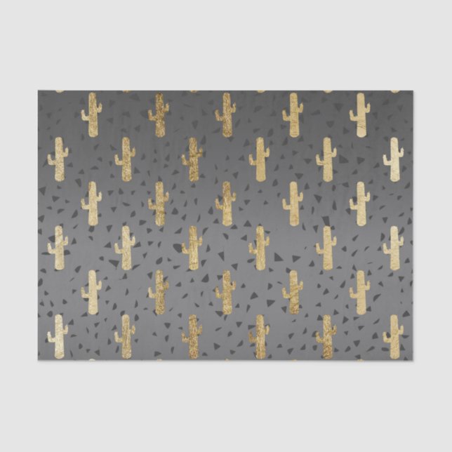 Goldkaktus auf moderner schicker seidenpapier (Vorderseite)