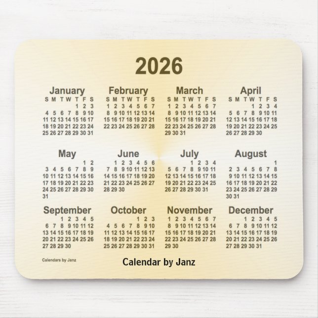 Goldkalender 2026 von Janz Mousepad (Vorne)
