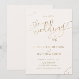 Goldkalligrafie | Einladung von Elfenbein zur Hoch