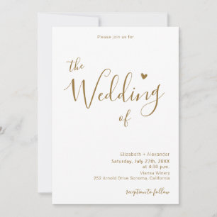 Goldkalligrafie Herz-Script QR Code Hochzeit Einladung