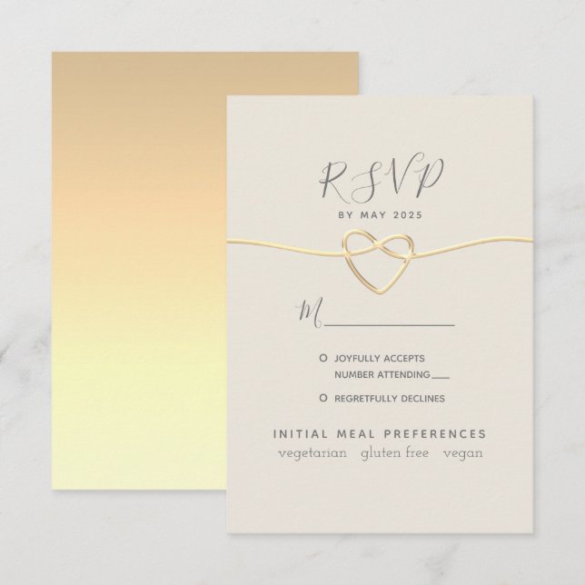 Goldkalligrafie-Hochzeit RSVP Karte (Vorne/Hinten)