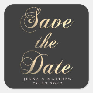 Goldkalligrafie-Save the Date-Aufkleber Quadratischer Aufkleber
