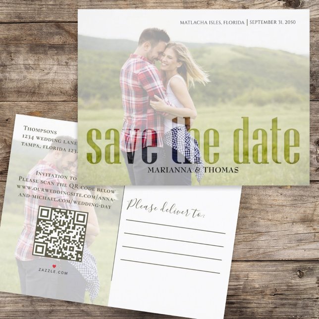 Goldkalligrafie Script Foto QR Code Haushalt Ankündigungspostkarte (Von Creator hochgeladen)