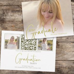 Goldkalligrafie Script Minimalistisch Foto QR Code Einladung
