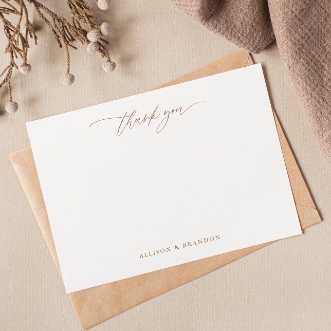 Goldkalligrafie Vielen Dank Personalisiert Station Mitteilungskarte (Von Creator hochgeladen)