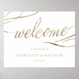 Goldkalligrafie | White Welcome Wedding Poster