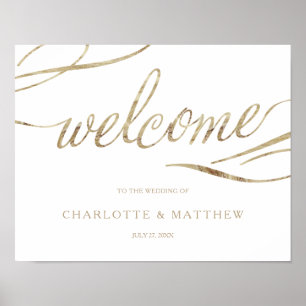 Goldkalligrafie   White Welcome Wedding Poster