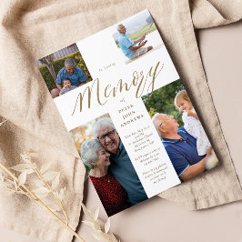 Goldkalligrafisches Foto Cross Love Memory Beerdig Einladung