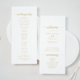 Goldkalligrafisches Hochzeitsprogramm Programm
