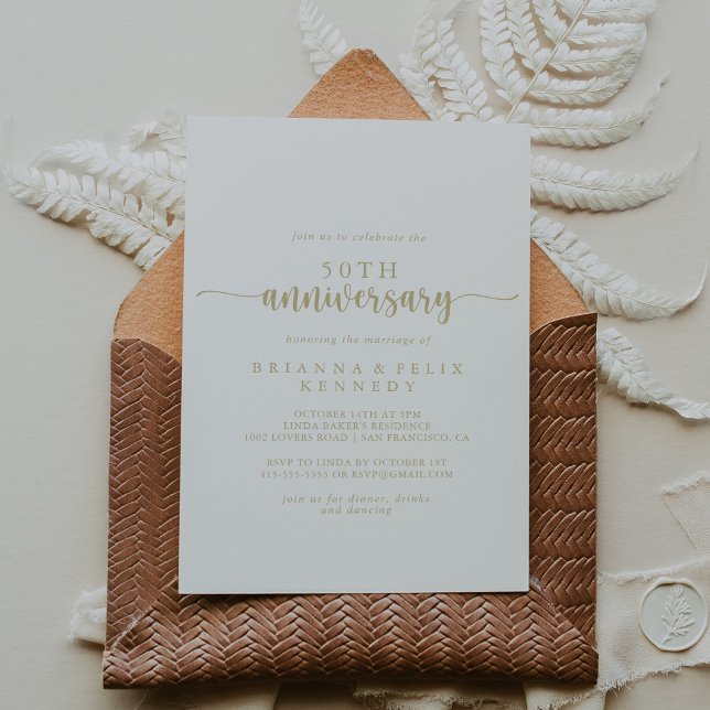 Goldkalligraphie 50. Hochzeitstag Einladung (Von Creator hochgeladen)