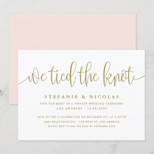 Goldkalligraphie, die wir an die Knotehe klebten Einladung