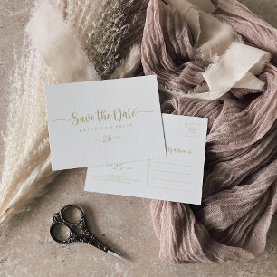 Goldkalligraphie Save the Date Postkarte