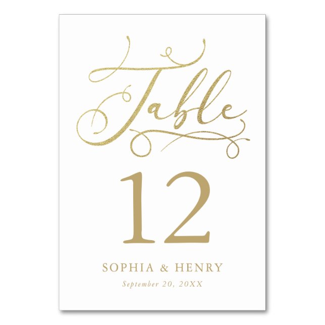 Goldkalligraphie-Tischnummer Tischnummer (Vorderseite)