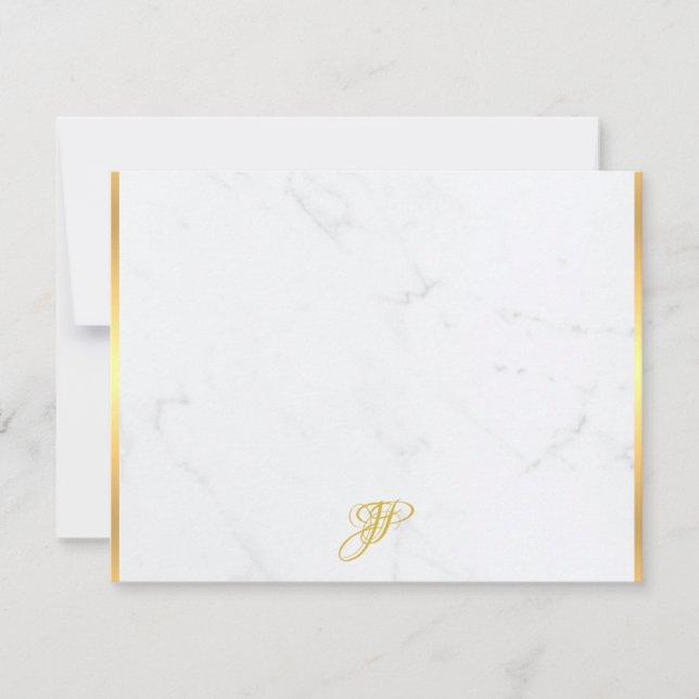 Goldkalligraphischer Monogram-Marmor Moderne Vorla Mitteilungskarte (Vorderseite)
