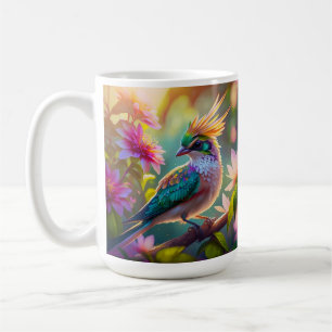 Goldkammgrüner Kopf Fink Fantasie Vogel Kaffeetasse