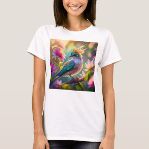 Goldkammgrüner Kopf Fink Fantasie Vogel T-Shirt