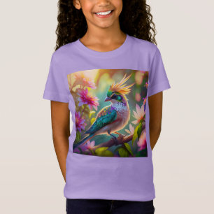 Goldkammgrüner Kopf Fink Fantasie Vogel T-Shirt