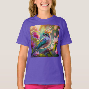 Goldkammgrüner Kopf Fink Fantasie Vogel T-Shirt
