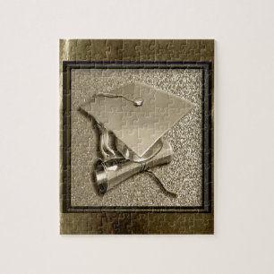 Goldkappe und -diplom auf Gold Puzzle