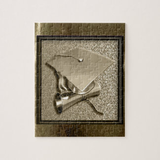 Goldkappe und -diplom auf Gold Puzzle